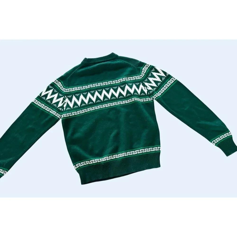 Vintage Men's 80s / 90s Unbranded Fair Isle Green Sweater Size S - Picture 6 of 8